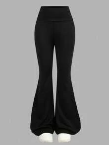 Girlism 2pcs Tween Girls Autumn/Winter White Fleece Hooded Sweatshirt Sweatshirt And Black Skinny Flare Pants Casual School Outfit Set