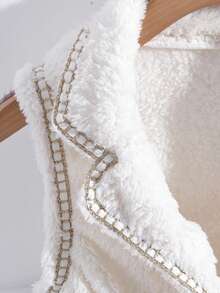 GlowEve Women's Standard Size Solid Color Elegant Faux Fur Top, Autumn/Winter - Beige - View 4