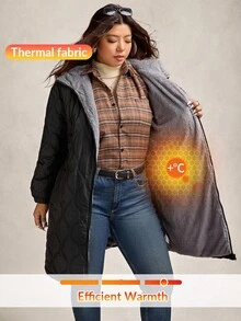 Zelara 大码女式连帽保暖长款羽绒服，温暖休闲冬季女式外套，时尚女式外套，秋冬季女式外套，大码女式外套，大码外套，绗缝外套，秋季女式外套，冬季女式外套，外出上衣，外出女式乡村风拉链连帽黑色外套，连帽拉链外套，女士冬季拉链外套，女士冬季外套，黑色上衣，感恩节外套 - 黑色 - 查看 9