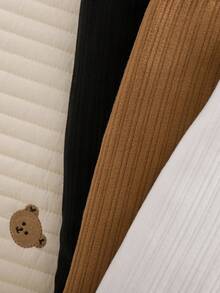 SHEIN 3 件套新生女婴可爱纯色针织弹力裤套装