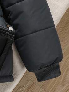 Mirajuku 1 件适合青少年男孩的黑色保暖内衬连帽派克大衣，带毛领，时尚宽松夹棉外套，适合秋冬季、户外、旅行、学校和各种场合 - 深灰色 - 查看 3