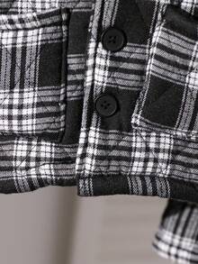 SHEIN 2 piezas Conjunto de traje a cuadros para niño pequeño, chaqueta y pantalones estilo caballero para bebé, conjunto de moda casual suave y cómodo, a cuadros clásicos en blanco y negro, ideal para salidas y fiestas, conjunto de moda para bebé niño, chaqueta a cuadros retro y pantalones casuales de moda, ¡gran regalo! Conjunto a cuadros para bebé niño, conjunto de 2 piezas para bebé niño, conjunto a cuadros para bebés niños, conjunto de invierno para bebé niño - Blanco y Negro - Ver 5