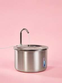 PETSIN 1pc Stainless Steel Pet Water Fountain, USB Powered Automatic Cat & Dog Drinking Dispenser With Splash-Proof Basin, Quiet Operation For Increased Water Intake - No Battery Required, Indoor Pet Accessory|Sleek Pet Fountain|Durable Pet Item,