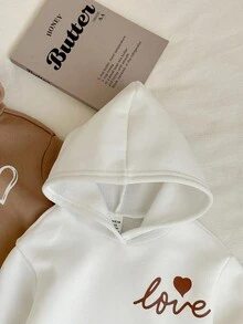 SHEIN 女婴休闲可爱字母图案长袖卫衣，秋冬季中性婴儿服装，婴儿卫衣，男女通用婴儿卫衣 - 彩色 - 查看 6
