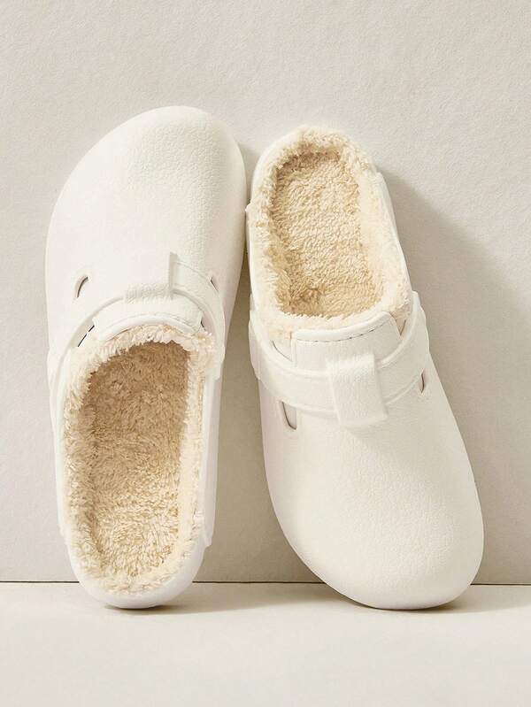 Cuccoo Pantuflas de casa planas impermeables y con forro térmico de unicolor clásico para mujer en invierno