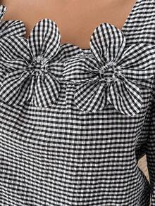 Weeklong Áo sơ mi dài tay họa tiết hoa 3D cỡ lớn - Đen và trắng - Xem 4