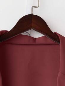 GlowEve CURVE 2pcs/Set Plus Size Solid Color Button Front Long Sleeve Shirt And Skirt Outfit Fall Cloth For Women - Burgundy - View 5