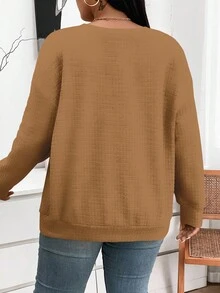 SHEIN LUNE Áo nỉ chui đầu dáng rộng in họa tiết da báo, thích hợp cho nữ cỡ lớn, phù hợp cho mùa thu/đông. - Nhiều màu - Xem 5