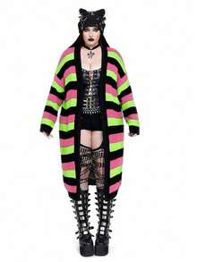 Flirla Neue vielseitige lässige mehrfarbige Loose Fit Langarm Lange Strickjacke - Verschiedenfarbig - Übersicht 3