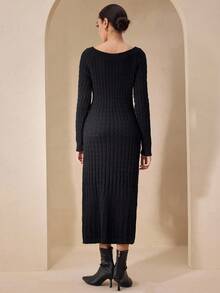 Graceveil Abito maglione invernale da donna con nodo attorcigliato, colore nero - nero - Visualizzare 5