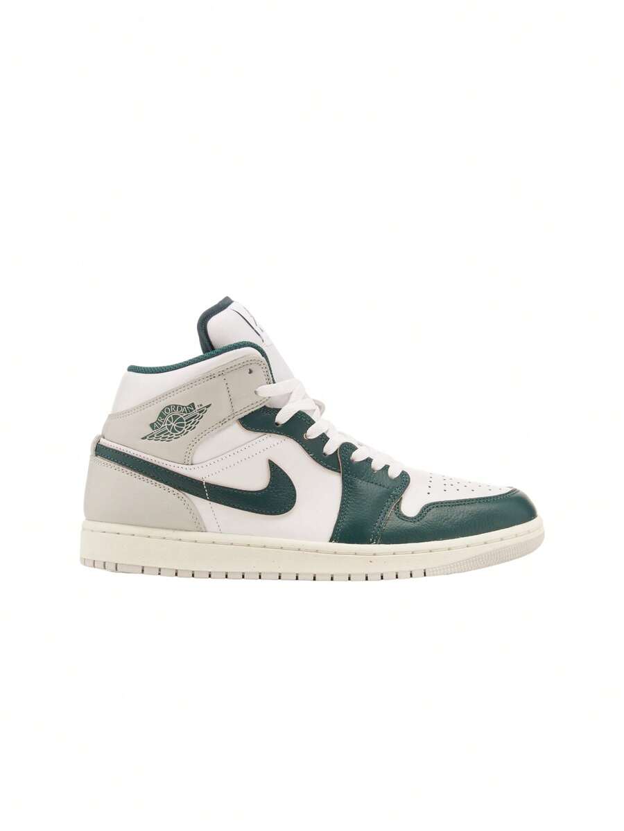 Nike Air Jordan 1 Mid SE Men's Sneakers Green FQ7720 - White/Sail/Neutral Grey/Oxidized Green - View 1