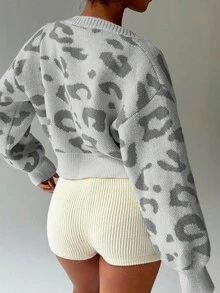 SHEIN Unity Loose Leopard Print Casual Cardigan - Multicolor - View 2