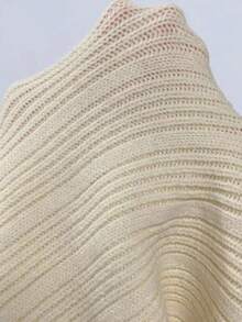 Flirla Áo len dài tay dáng xòe màu trơn thời trang dành cho nữ - Màu be - Xem 8