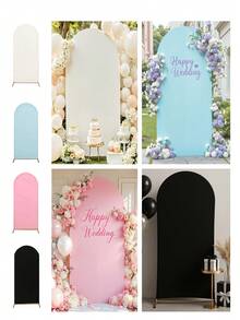 SHEIN 1 件 80*180 厘米纯色弹性拱门背景支架罩，米色/象牙色/浅粉色派对背景布，婚礼拱门罩，婚礼派对拱门布面板，背景装饰，适用于生日、迎婴派对、新娘送礼会、性别揭晓、花园户外仪式宴会装饰、节日礼物返校用品，可水洗，可重复使用（不包括拱门支架） - 彩色 - 查看 5