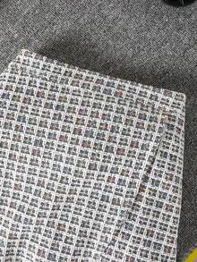 SHEIN 3 件套青少年女孩时尚翻领荷叶边长袖夹克、针织提花裙和配套帽子，适合春秋季的时尚街头装 - 黑色 - 查看 4