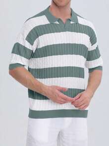 Claim Dot Men Striped Short Sleeve Knitted Polo Shirt For Spring And Summer - Multicolor - View 4