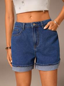 SHEIN Forever 21 夏季女士浪漫舞会正式生日90年代商务休闲女装优雅西部风外出时尚休闲Y2K俱乐部办公室鸡尾酒会复古紧身连衣裙锐舞音乐节搞笑高贵老钱街头风度假乡村音乐会工作朴素春假单身派对音乐会坏女孩基本款毕业A字裙牛仔通勤仙女风牛仔短裤 - 中等水洗藍 - 查看 3