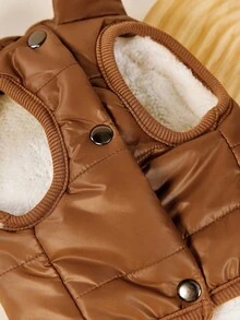 PETSIN 1 pieza Abrigo invernal para mascotas de unicolor simple con forro térmico, a prueba de viento para perros grandes como el golden retriever, para uso en exteriores - Café integral - Ver 4