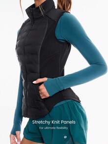 Chill Flex Soft Warm Chill Seamless Stretchy Reflective Down-Proof Slim-Fit Puffer Vest Autumn Winter Outdoor Daily Casual - Black - View 5