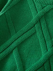 SHEIN Young Boy Casual Solid Color Crew Neck Knit Sweater, Autumn/Winter Green Sweater - Green - View 4
