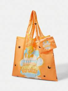 LOONEY TUNES X SHEIN 女士卡通字母图案大容量通勤手提包 - 彩色 - 查看 6