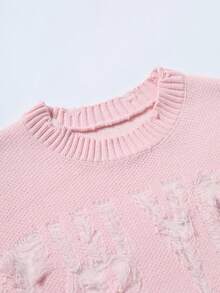 Manfinity EMRG Men's Letter Distressed Crew Neck Long Sleeve Casual Sweater, Autumn/Winter