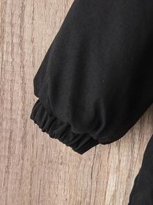 SHEIN Elladie kids Young Girls Winter Hooded Thick Padded Coat With Faux Fur Collar, Mid-Length, Zipper, Pockets, Fashion, Versatile, Autumn/Winter Outerwear Kids Winter Coat Girls Winter Coat - Black - View 5