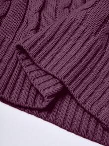 EMERY ROSE Áo vest dệt kim cổ tròn màu trơn cỡ lớn cho nữ, kiểu dáng đại học, có khóa kéo phía trước, thu/đông - Màu tím - Xem 8