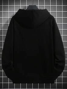 EURMUSE Men's Minimalist Graphic Print Hoodie Sweatshirt - Black - View 4