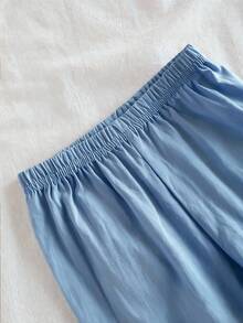 女婴棉质舒适长袖开衫上衣，带心形刺绣口袋和裤子家居服套装，可爱时尚，春秋 - 藍色 - 查看 5