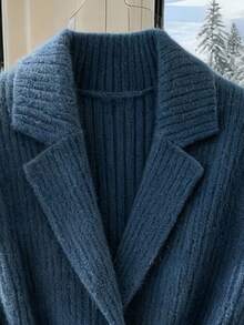 GlowEve Casual Chic Notched Collar Pocket Knit Cardigan Vest For Women - Blue - View 3