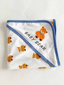 Newborn 3 Pieces Set:Knit Footed Jumpsuit,Bear Ear Hat,Blanket,Brown And White Polka Dot,Autumn,Cute,Baby Shower,Crew Neck Long Sleeve Loungewear - Multicolor - View 8