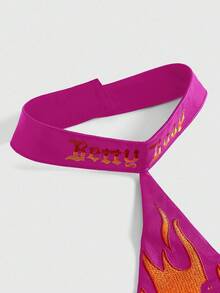 Betty Boop | ROMWE Y2K 火焰与星星刺绣短款露背上衣 - 粉色 - 查看 3