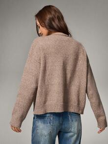 Hanevo Women's Loose Casual Fashionable Cardigan, Versatile For Autumn/Winter - Apricot - View 2