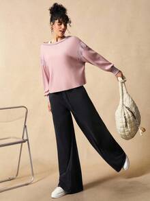 VARSIVA 女式健身上衣撞色拼接镂空后背长袖运动T恤 - 彩色 - 查看 8