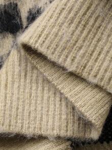 DAZY 女式豹纹长袖单排扣休闲针织开衫，秋季 - 卡其色 - 查看 7