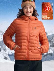 In My Nature Women's Warm Casual Long Sleeve Zip-Up Outdoor Winter Coats - Orange - View 12