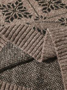 Manfinity CityGents 男士花卉提花圆领长袖休闲毛衣，秋季