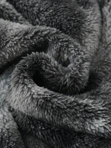 ROMWE MEN Street Life 男式扎染长袖拉链连帽羊毛夹克，带口袋，秋冬 - 灰色 - 查看 8