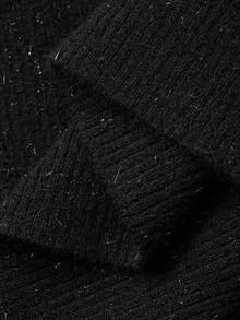 Dazy Plus 大码女式水钻装饰 V 领修身长袖超长毛衣裙，适合宴会、秋冬舞会礼服 - 黑色 - 查看 9