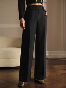 MOTF PREMIUM CONTRAST LACE SUIT PANTS, AUTUMN/WINTER - Black - View 3