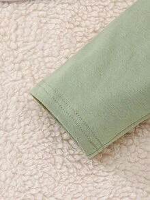 SHEIN Playful Pals 女婴四季弧形下摆长袖卫衣 + 打底裤套装，趣味“爸爸的女儿”标语，朦胧蓝色，棉质面料，秋冬装 - 綠色 - 查看 6