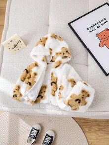 SHEIN 2 pièces Ensemble bébé nouveau-né garçon/fille mignon motif de dessin animé veste à capuche douce et pantalon à taille élastique, chaud pour les sorties et la maison en automne/hiver - Multicolore - Voir 7