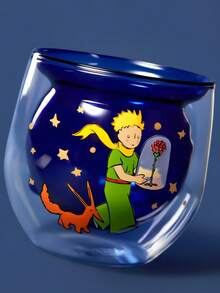 LE PETIT PRINCE X SHEIN 1 chiếc cốc thủy tinh borosilicate cao 11,6oz/330ml, hình mặt trăng và ngôi sao, hình hoàng tử nhỏ dễ thương và thân hình hành tinh, hình lập thể 3D, chịu nhiệt, thích hợp đựng sữa, nước trái cây, cà phê, v.v. - Màu xanh lam - Xem 8