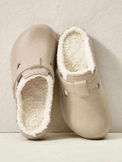 Cuccoo 女士卡其色经典保暖内衬纯色室内防水保暖一脚蹬拖鞋（冬季适用）