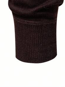 Manfinity Mode Men's Fashion Contrast Color Pullover Sweater, For Fall Winter - Coffee Brown - View 4