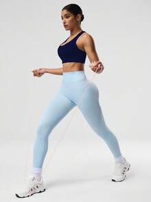 Seamluxe SHEIN Sport 女式纯色无袖短款瑜伽工字背心 - 藏蓝色 - 查看 6