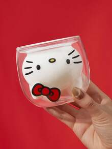 HELLO KITTY AND FRIENDS | SHEIN 1个卡通图案高硼硅玻璃杯，可爱设计，3D效果，耐热，适用于牛奶、果汁、咖啡