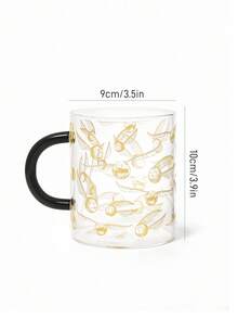 HARRY POTTER X SHEIN 1 Chiếc cốc thủy tinh borosilicate cao cấp in hình Quả bóng vàng Snitch, dung tích 18.6 oz/550 ml, chịu nhiệt và giữ lạnh, thích hợp đựng sữa, nước ép, cà phê, dùng cho mùa tựu trường. - Trong sáng - Xem 6