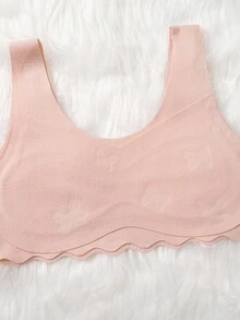 3 件装女童文胸，双面拉绒内衣，不可拆卸垫，荷叶边装饰，日常风格，优雅舒适 - 彩色 - 查看 3